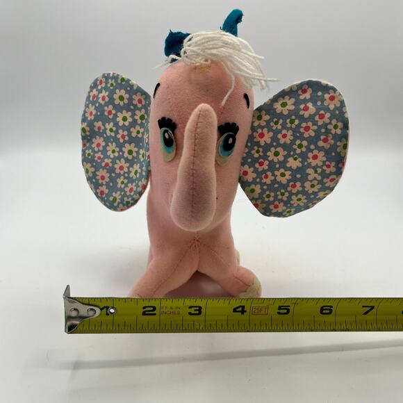 Vintage 70s Dream Pets R.Dakin & Co Dream Pets Pink Elephant Plush Flower Ears - Picture 7 of 11